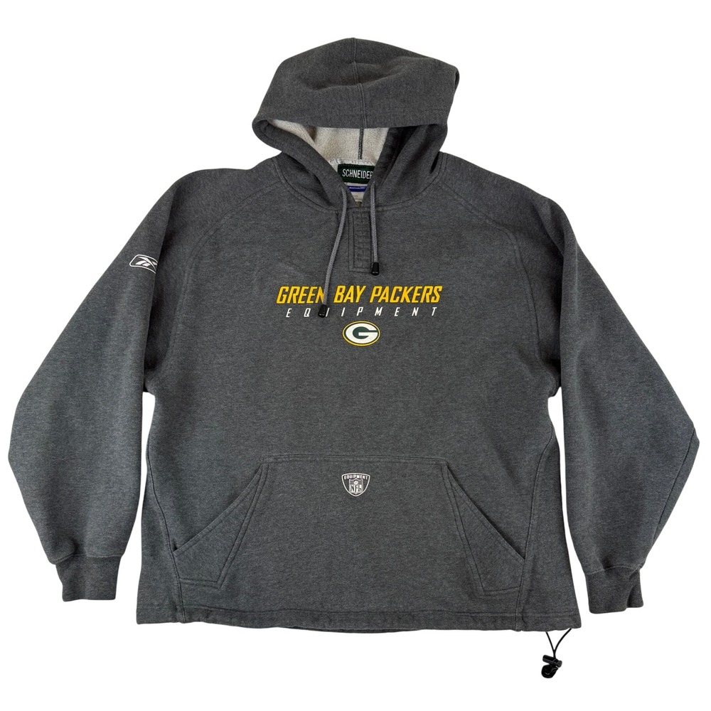 Reebok Hoodie Mens Large Green Bay Packers Team Issued NFL Equipment Schneider